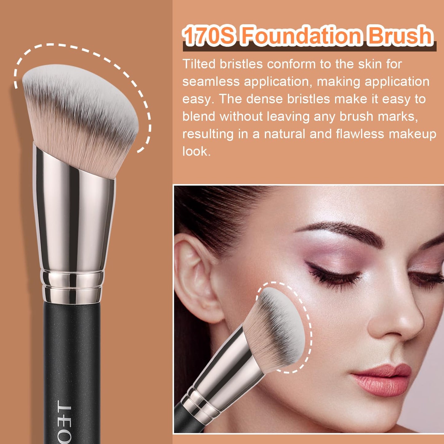 TEOYALL Foundation Contour Conceal Brush Set, 3PCS Angled Synthetic Kabuki Brush for Blending Setting Buffing with Liquid, Cream and Powder Cosmetic (170S/270S/370S) TEOYALLBuy Supplements Australia
