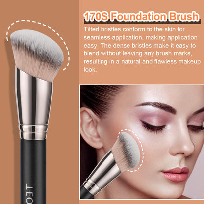 TEOYALL Foundation Contour Conceal Brush Set, 3PCS Angled Synthetic Kabuki Brush for Blending Setting Buffing with Liquid, Cream and Powder Cosmetic (170S/270S/370S) TEOYALLBuy Supplements Australia