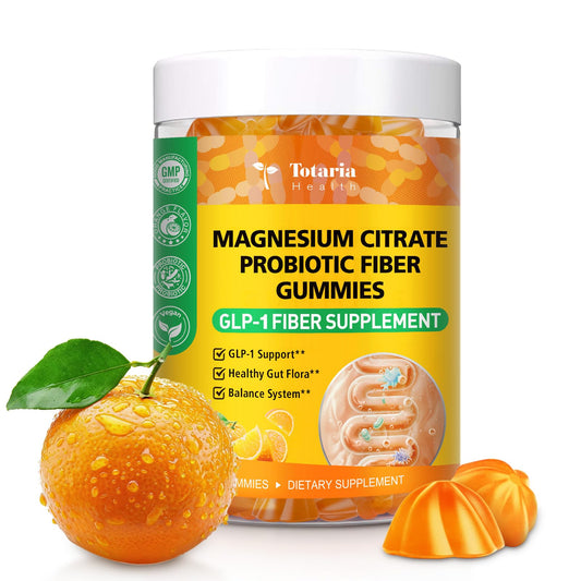 15-in-1 Magnesium Citrate Fiber Gummies with Probiotic Prebiotic for Digestion,  Fiber Supplement with Magnesium Citrate 300mg, Apple Cider Vinegar 500mg, Acacia, B6, B12, 60 Orange Vegan Gummies