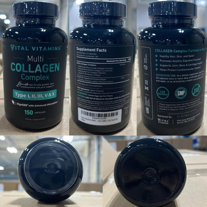 Vital Vitamins Multi Collagen for Women & Men - Type I, II, III, V, X - Grass Fed, Non-GMO - 150 Capsules Vital Vitamins buy supplements Au