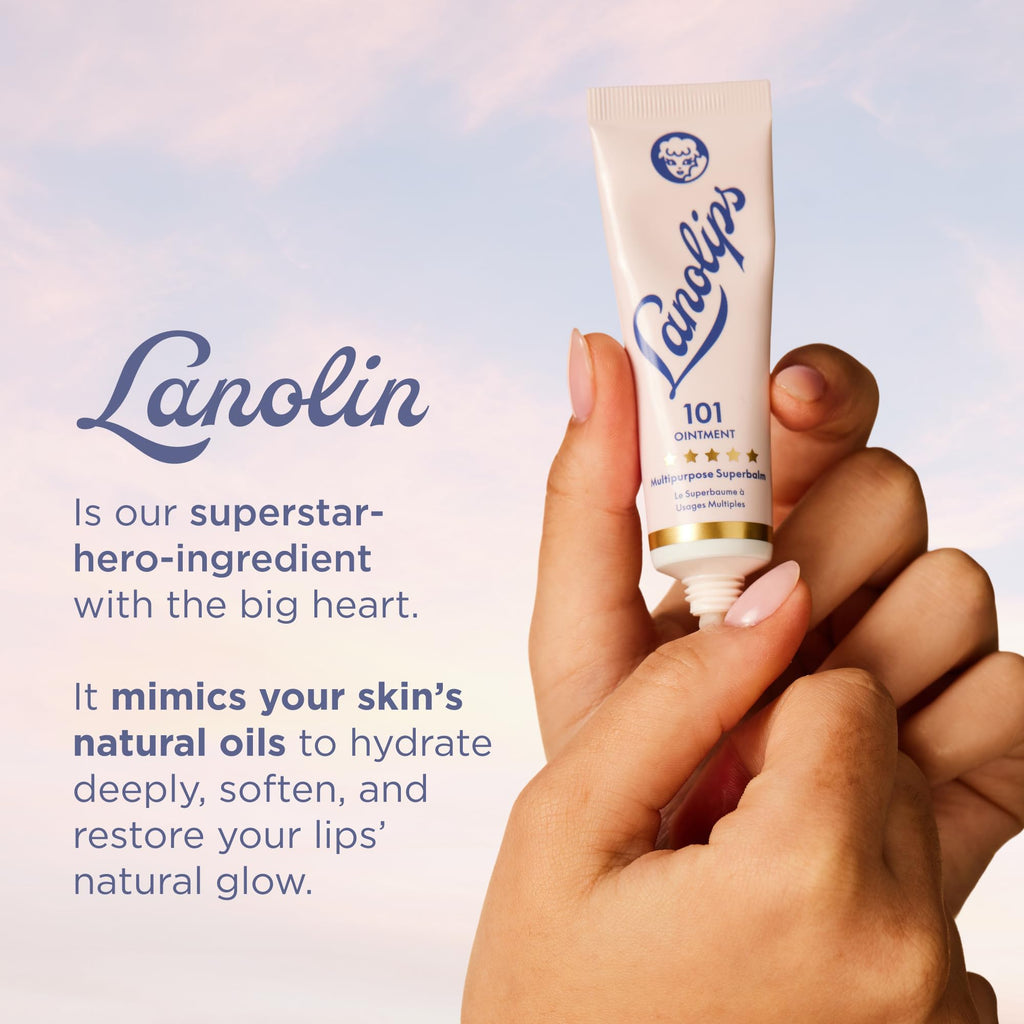 Lanolin 101 Multipurpose Ointment - Lanolin Lip Balm & Healing Ointment for Skin Barrier Repair - Moisturizer for Dry Lips, Cuticles & Elbows - No Petroleum Formula - Original Superbalm (0.52 oz) LanolipsBuy Supplements Australia