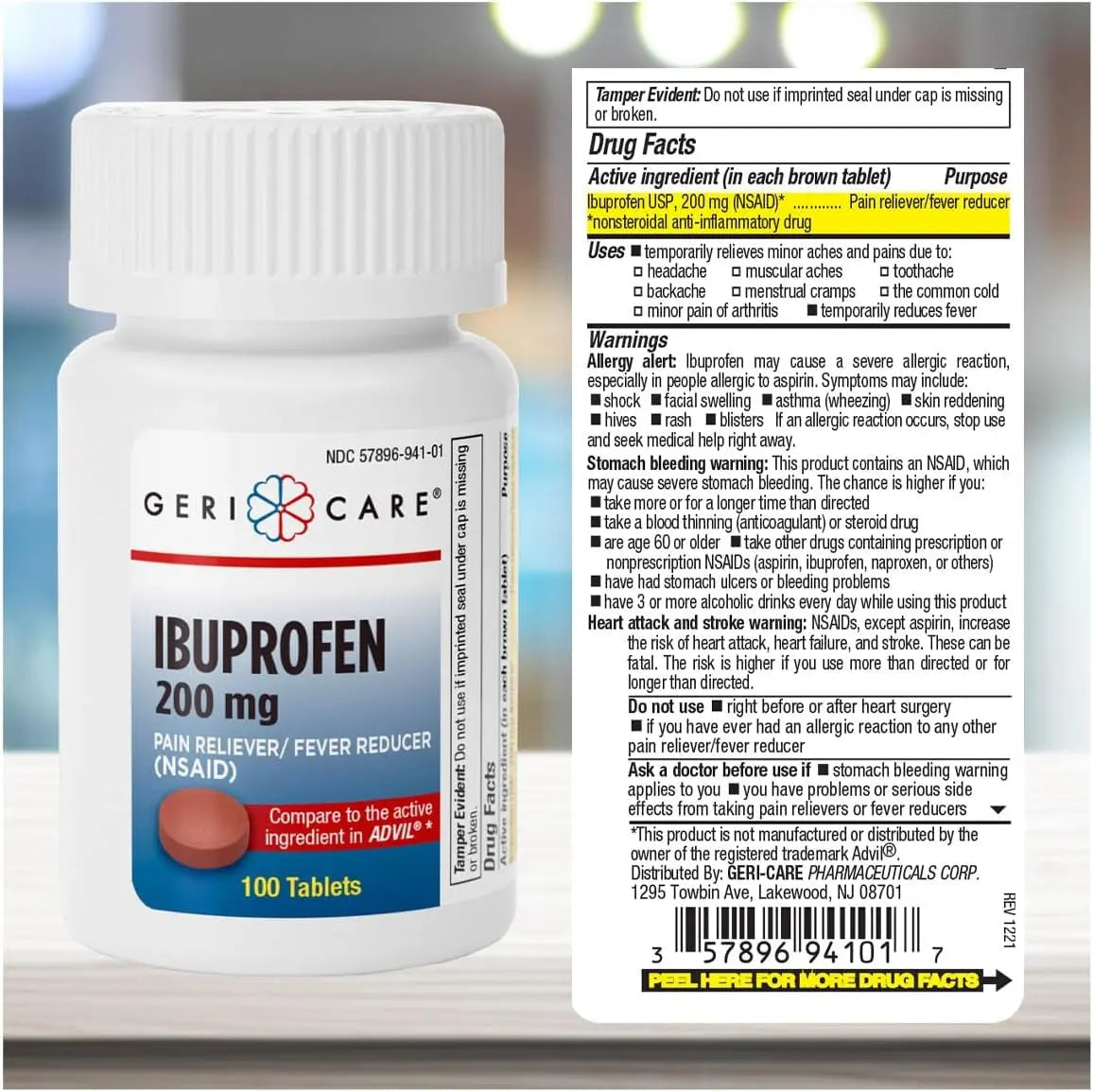 Geri Care IBUPROFEN Pain Relief Tablets (100 Count) GeriCareBuy Supplements Australia