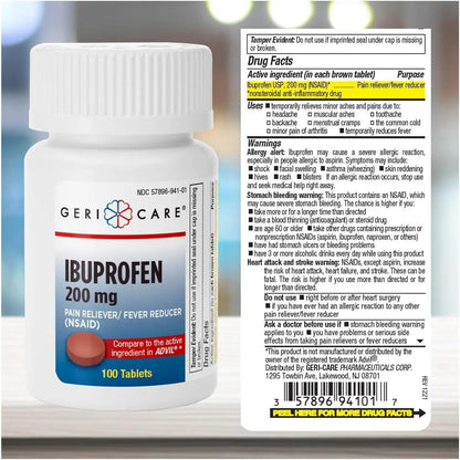Geri Care IBUPROFEN Pain Relief Tablets (100 Count) GeriCareBuy Supplements Australia