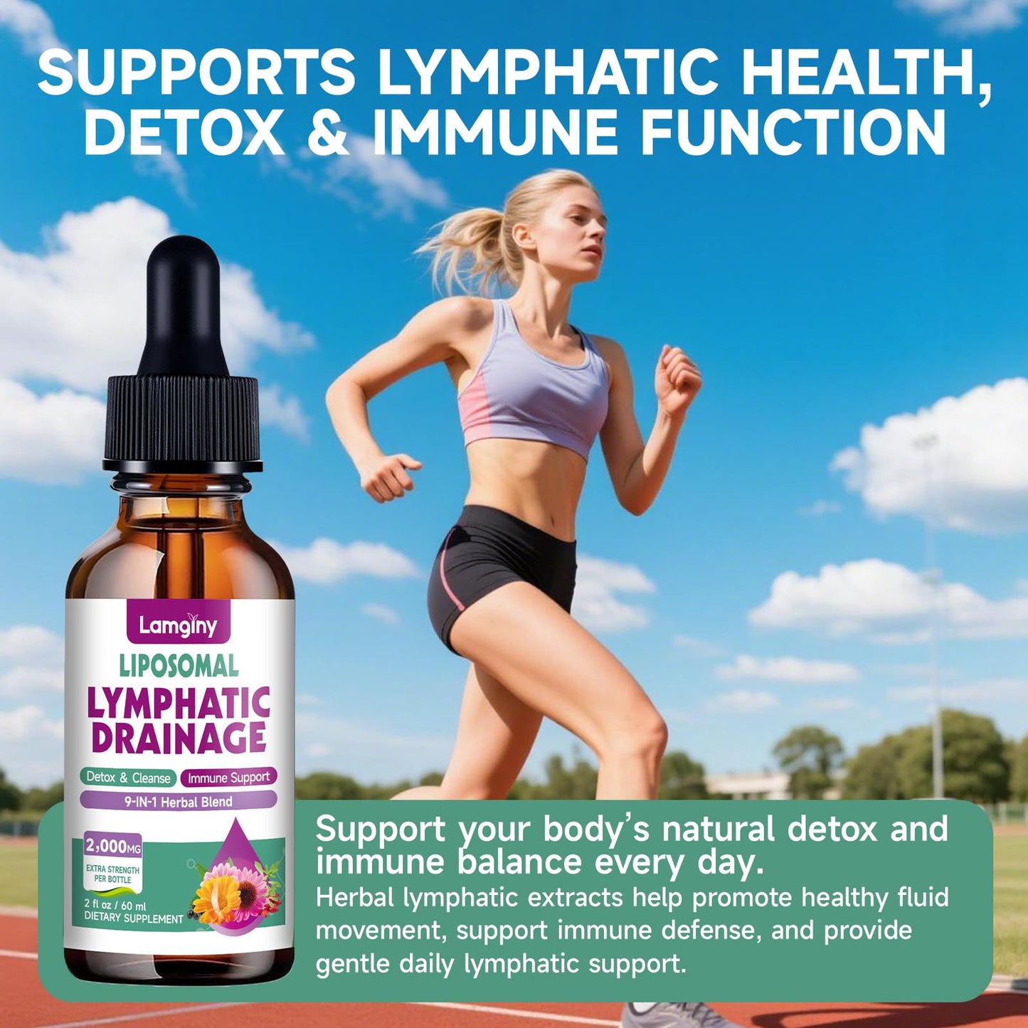 Liposomal Lymphatic Drainage Drops, 9-In-1 Lymphatic Drainage Supplements for Detox & Cleanse, with Echinacea, Dandelion, Elderberry, Burdock Root & Cleavers, Immune & Lymph System Support, 2 FL OZ LAMGINY buy supplements Au
