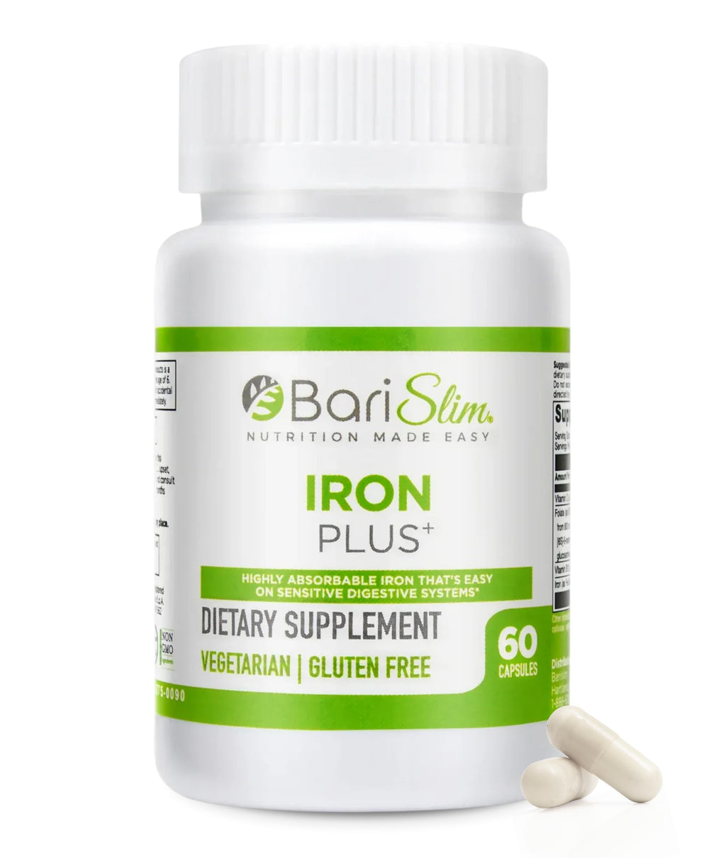 BariSlim Iron Plus Capsules - Formulated for Patients After Weight Loss Surgery Including Gastric Bypass & Gastric Sleeve – Easy Digestion & Comprehensive Health Support | 2 Month Supply (60 Servings) BariSlim buy supplements Au