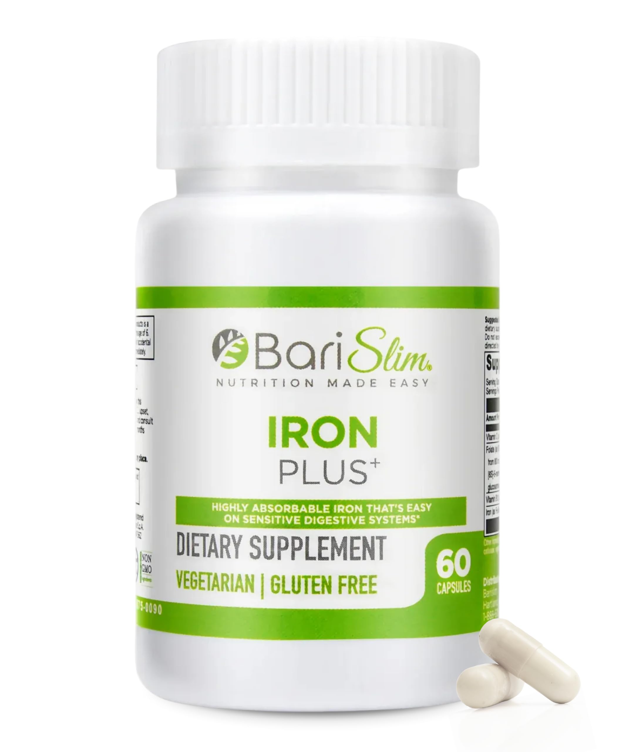 BariSlim Iron Plus Capsules - Formulated for Patients After Weight Loss Surgery Including Gastric Bypass & Gastric Sleeve – Easy Digestion & Comprehensive Health Support | 2 Month Supply (60 Servings) BariSlim buy supplements Au