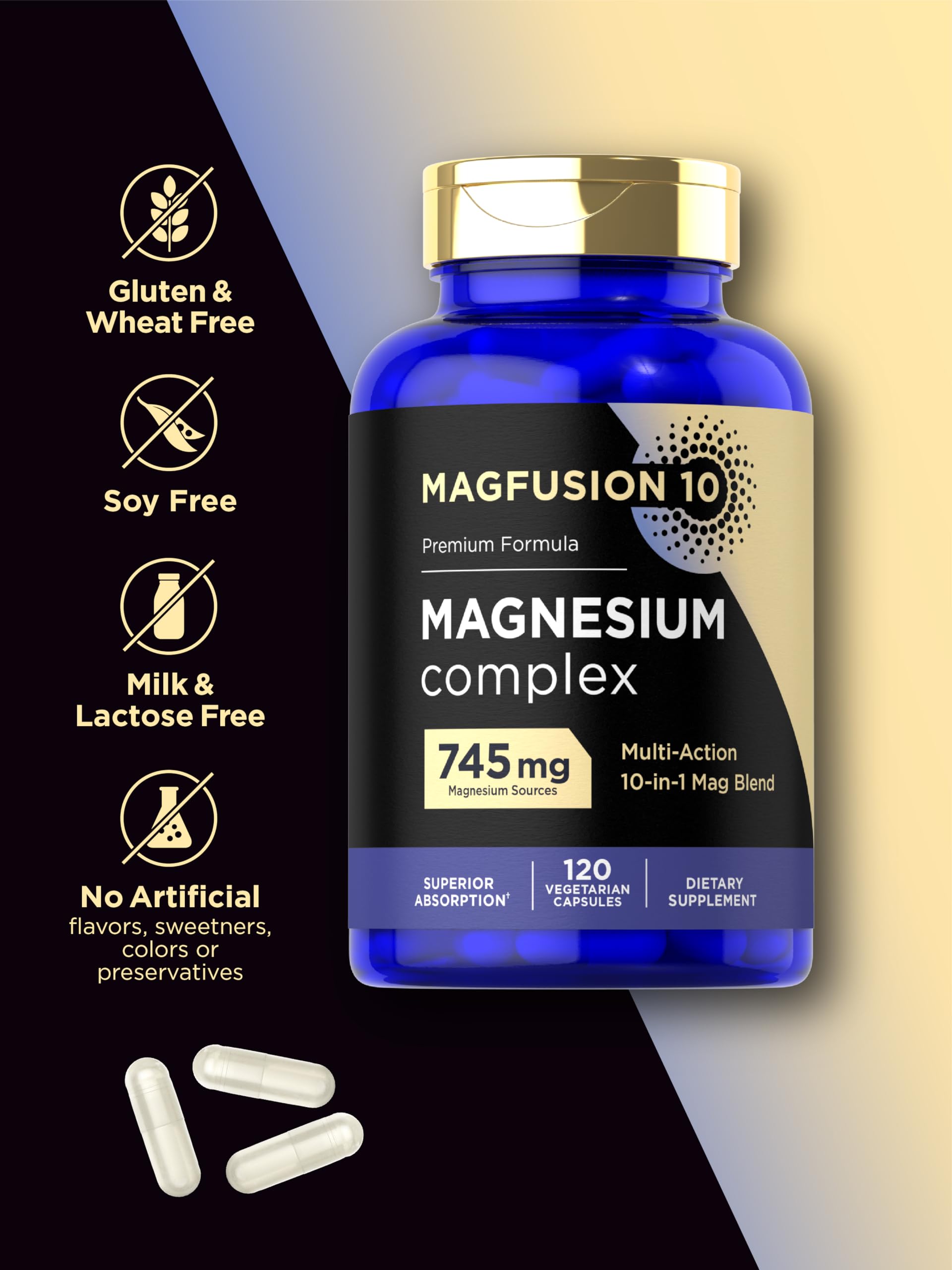 Magfusion-10 Magnesium Complex Supplement 745mg | 120 Capsules | 10 in 1 Blend | Vegetarian, Non-GMO, Gluten Free Magfusion-10 buy supplements Au