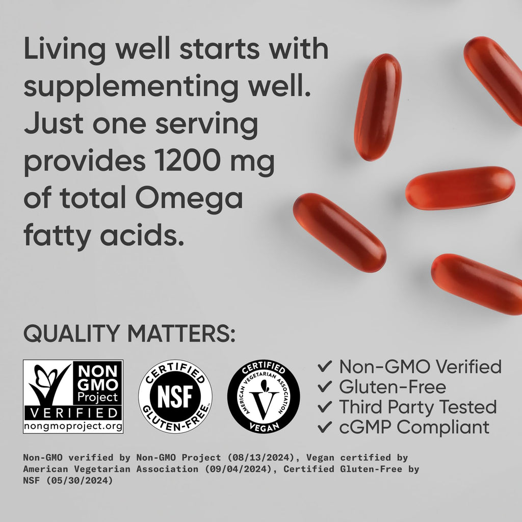 Sports Research® Vegan Omega 3-6-7-9 - 1200 mg of Multi-Spectrum Omega Fatty Acids Certified Non-GMO Formula with Sea Buckthorn & Borage Oil - 90 Veggie Softgels Sports Research buy supplements Au