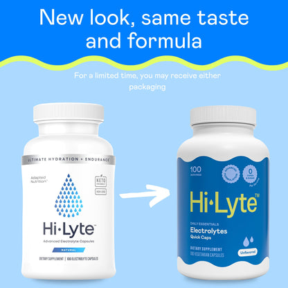 Hi-Lyte Unflavored Electrolyte Capsules - Hydration Support Supplement Tablets - Sodium, Potassium, Magnesium - 100 Servings