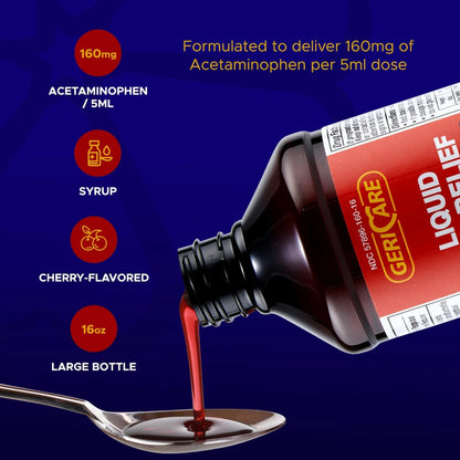 GeriCare Regular Strength Liquid Acetaminophen 160 mg, Pain Reliever, Fever Reducer, Aspirin & Alcohol Free, Cherry Flavored 16 Fl Oz (Pack of 2) GeriCareBuy Supplements Australia