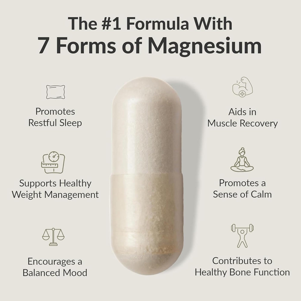 BIOptimizers Magnesium Breakthrough Supplement with 500mg - 7 Forms of Magnesium: Glycinate, Malate, Citrate, and More - Natural Support for Sleep and Cognitive Function -30 Capsules- Calming Vitamins BIOptimizers buy supplements Au