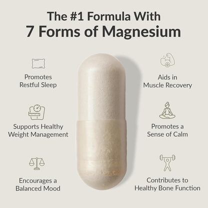 BIOptimizers Magnesium Breakthrough Supplement with 500mg - 7 Forms of Magnesium: Glycinate, Malate, Citrate, and More - Natural Support for Sleep and Cognitive Function -30 Capsules- Calming Vitamins BIOptimizers buy supplements Au