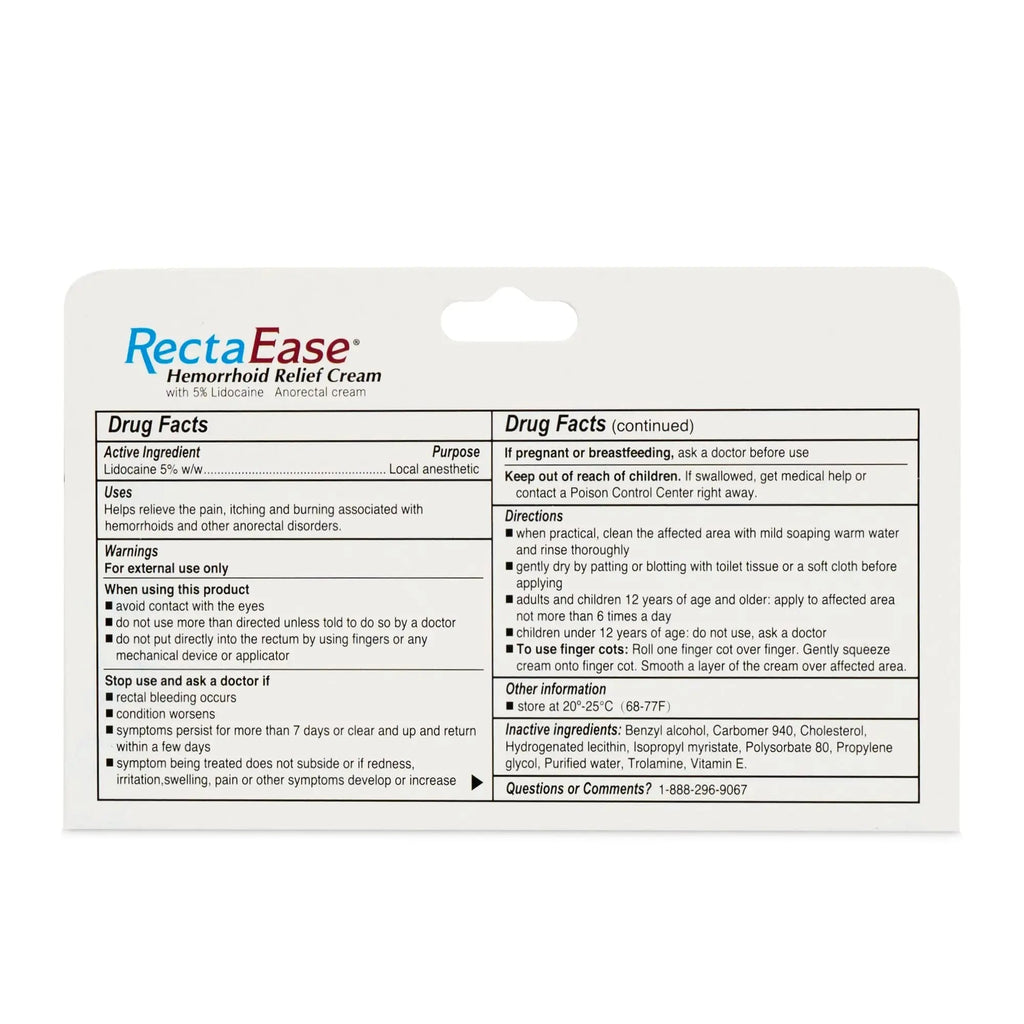 RectaEase (2 Pack) 5% Lidocaine Hemorrhoid Relief Cream 1 oz Tube, Anorectal Cream, Rapid Numbing Relief, Hemorrhoid Treatment from Itch and Burn RectaEaseBuy Supplements Australia