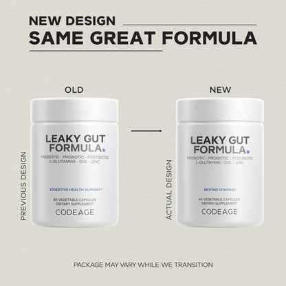 Codeage Leaky Gut Supplement, L-Glutamine, N-Acetylglucosamine, Probiotic, Butyric Acid, Polyphenols, Quercetin, DGL, Marshmallow Root, Berberine, BioPerine