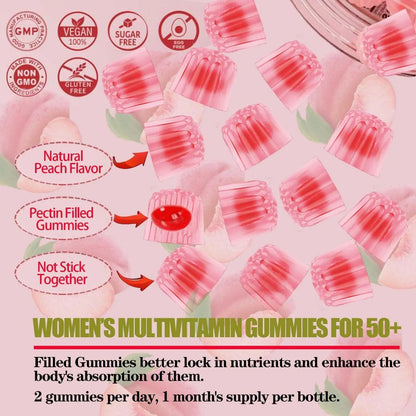 ZEGBALP Sugar-Free Womens Multivitamin 50 Plus Gummies with Calcium, Magnesium, Zinc, Vitamin A, C, D3, E, K2, B Complex, Folate, Biotin ZEGBALP