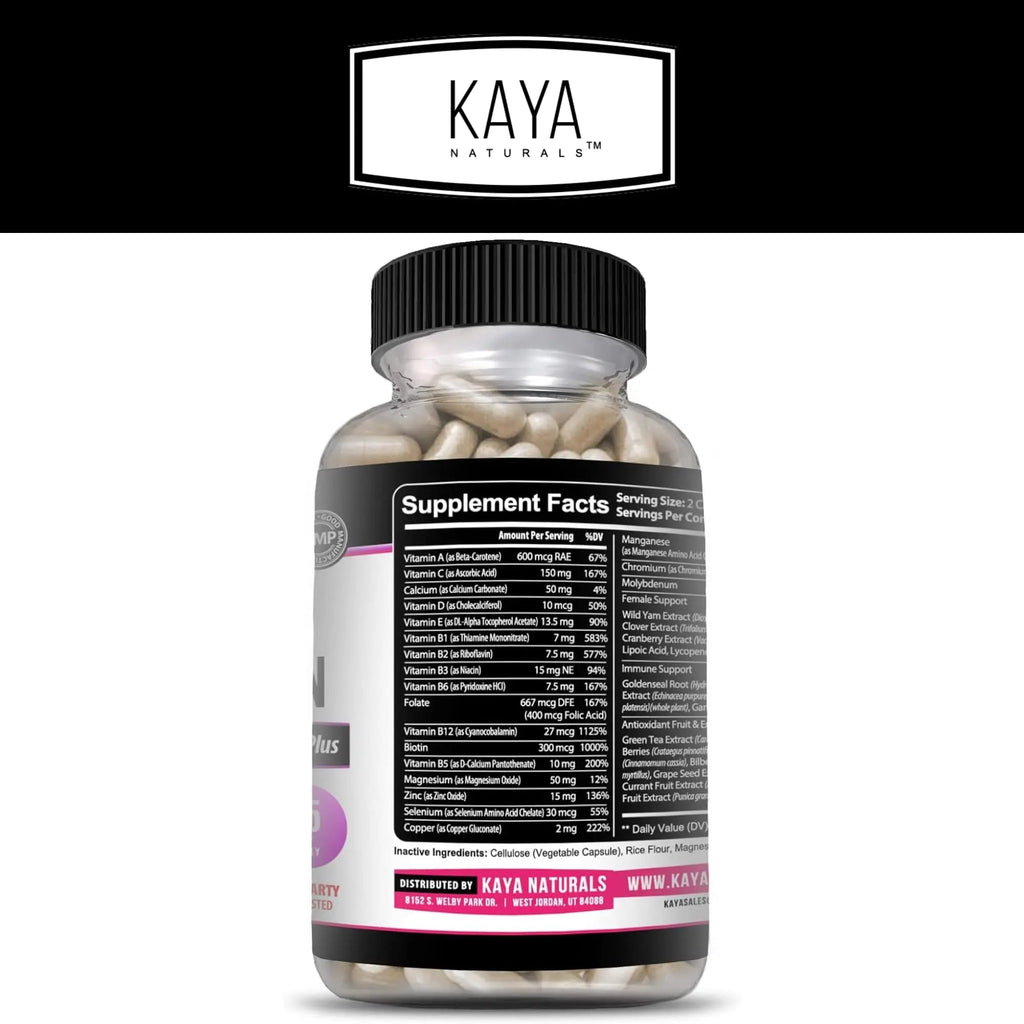 Kaya Naturals Women's Multivitamin, Overall Healthy Antioxidant, and Immune Support, Vitamins A, D, C, E, Biotin Kaya Naturals