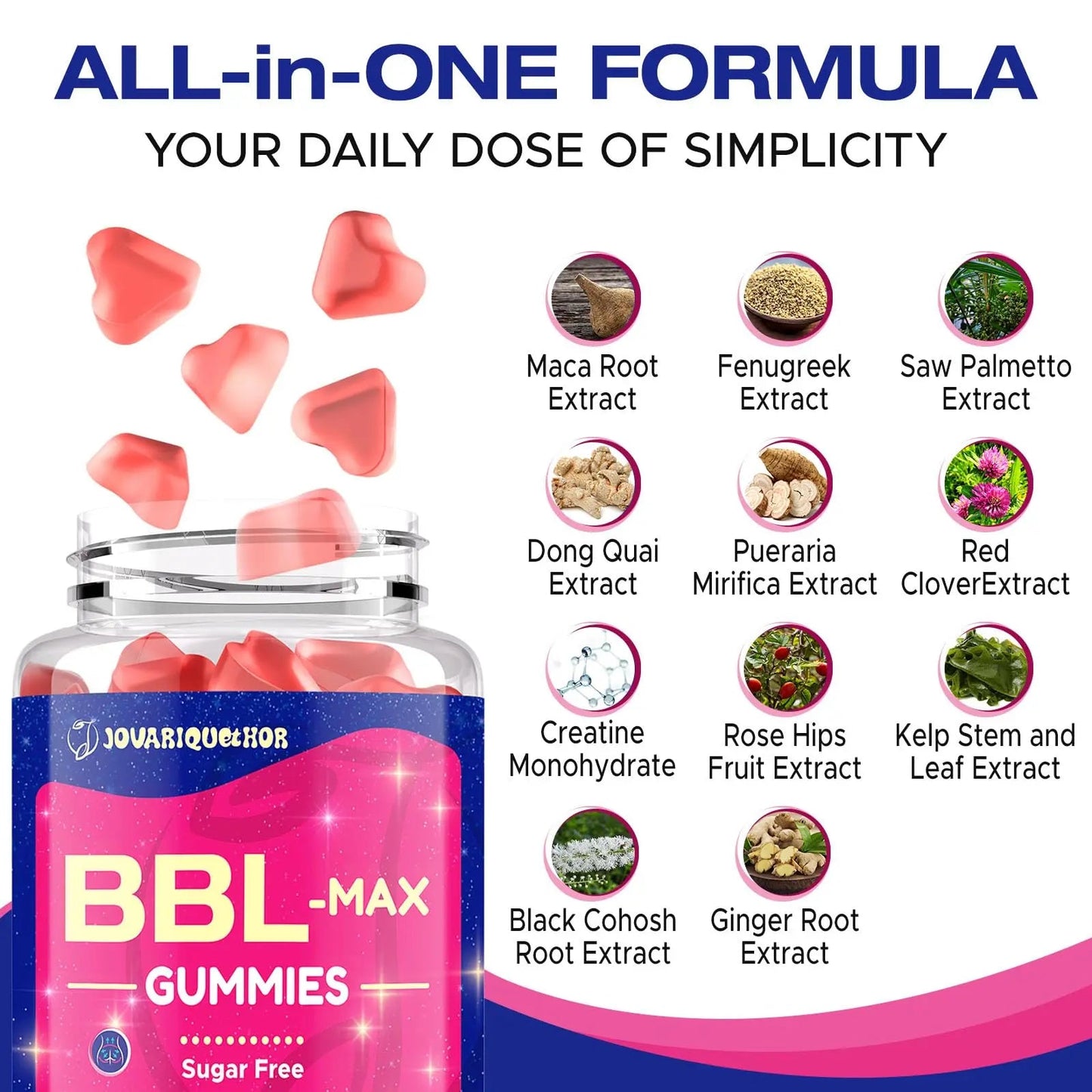 Jovariquethor Booty Gummies for Women - BBL Gummies with Multivitamins and Herbal Extracts - Peach Flavor - 60 Count Jovariquethor