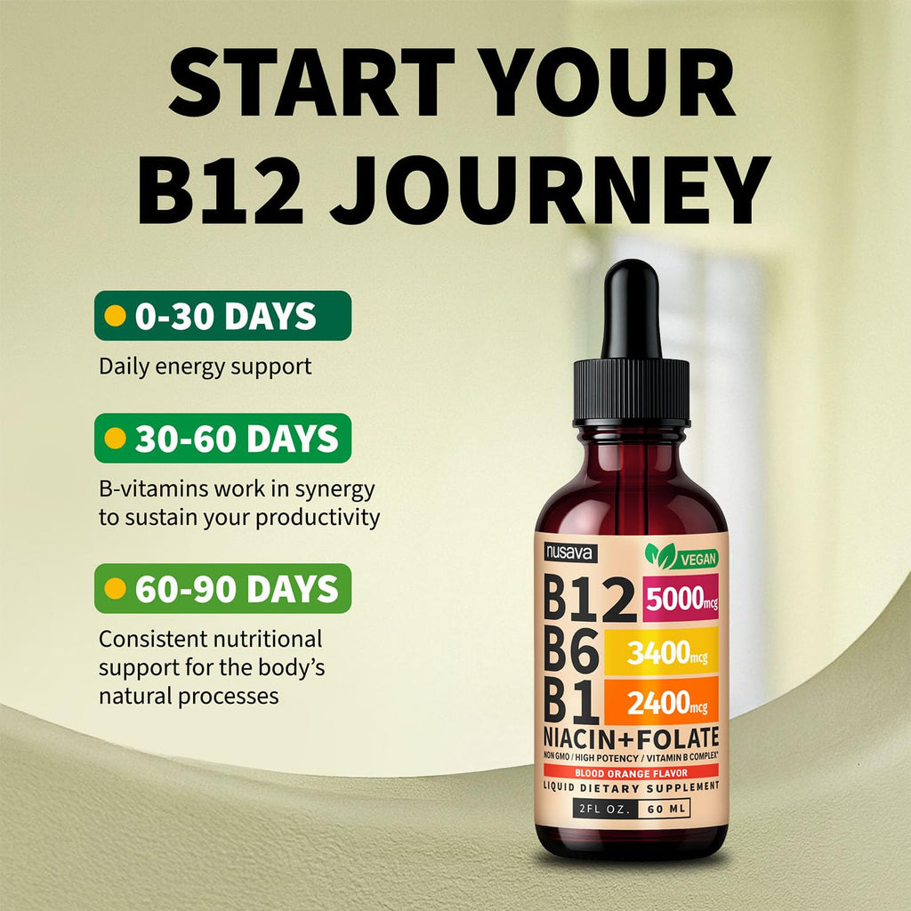(2 Pack) Vitamin B12 and B6 Liquid Drops, B12 Sublingual Vitamin B Complex - B 12 Vitamin 5000mcg - B12 Methylcobalamin for Energy