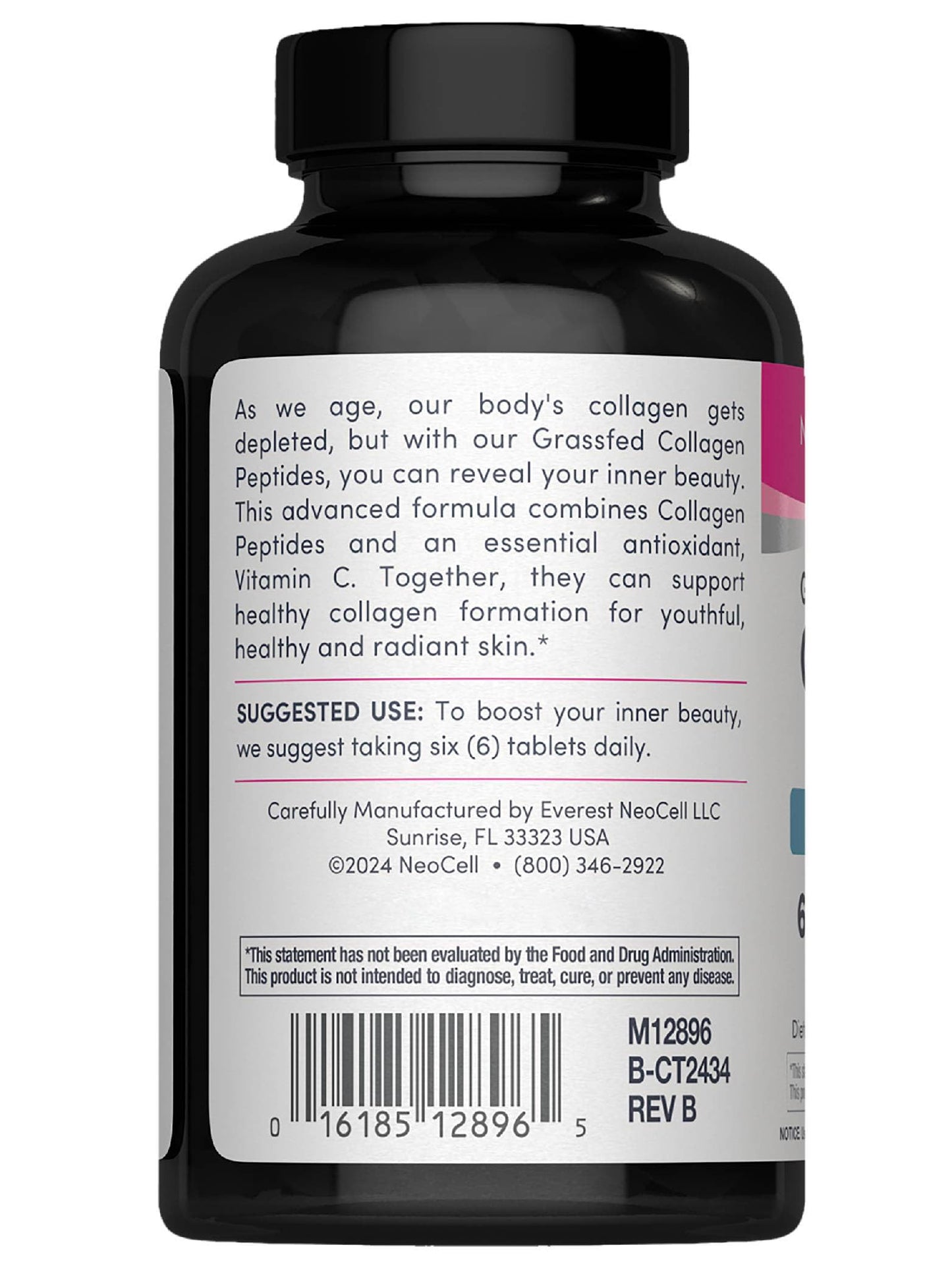 NeoCell Collagen Peptides | 250 Tablets | with Vitamin C | Grassfed Supplement | Hair, Skin, & Nails | for Women and Men