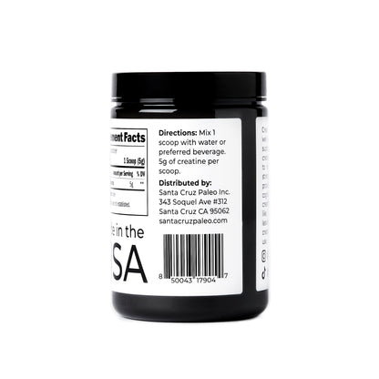 Santa Cruz Paleo, Creatine Monohydrate Powder Micronized, Unflavored Pre Workout and Muscle Support Supplement, Gluten Free Keto, Mix with Water or Shakes