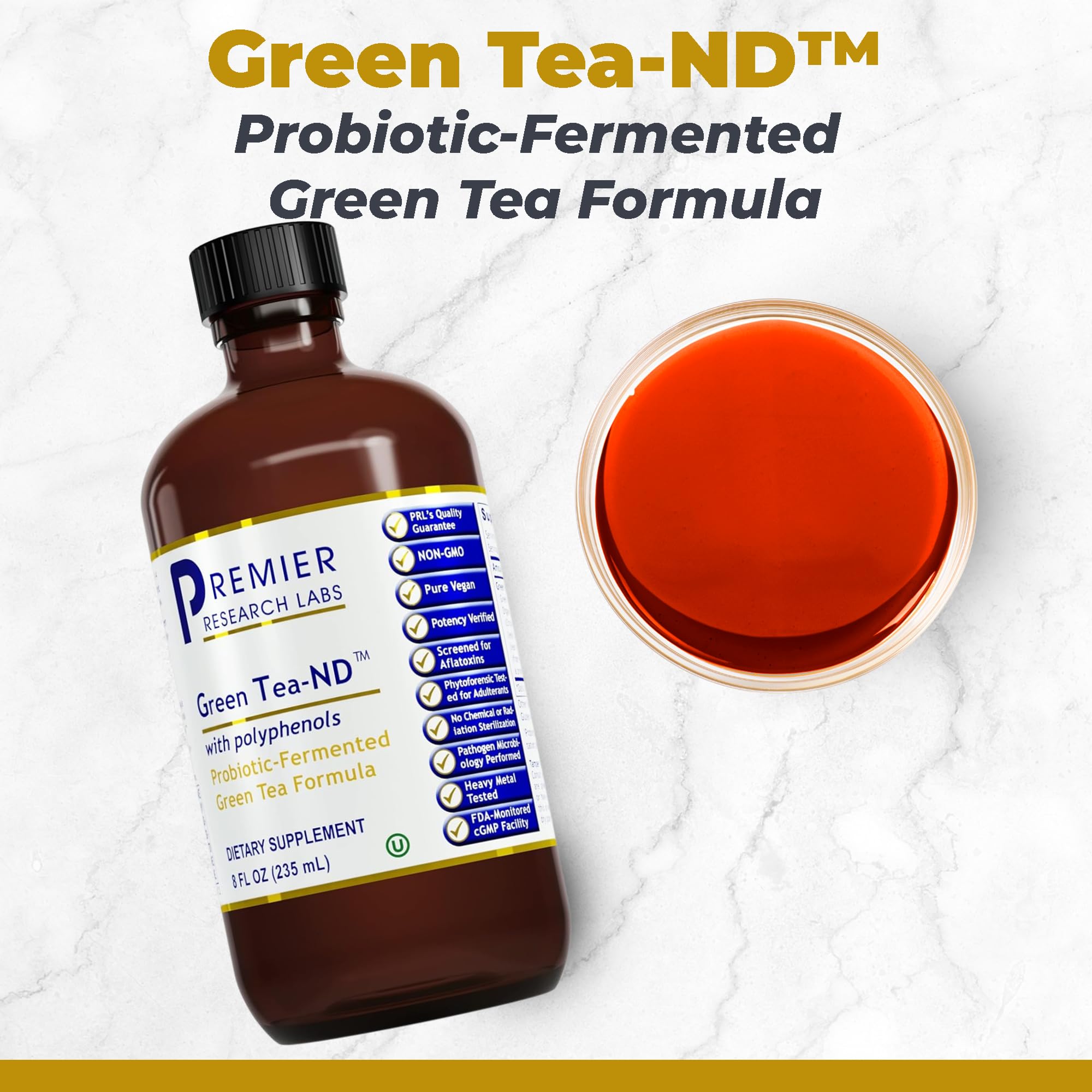 Premier Research Labs Green Tea-ND - Probiotic Fermented Green Tea Extract Supplement with ECGC, Camellia Sinensis Liquid, Supplement Drops for Adults, Vegan Friendly - 8 Fl Oz Bottle Premier Research LabsBuy Supplements Australia