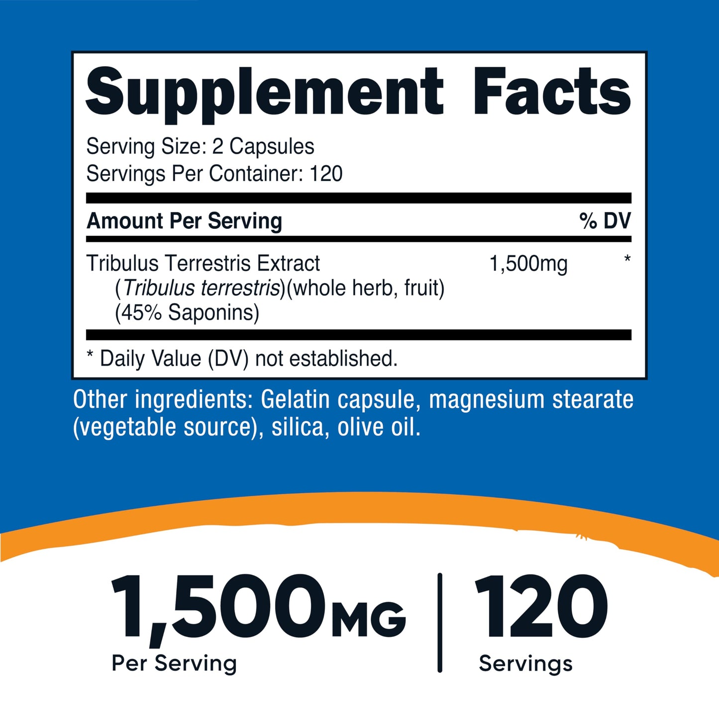 Nutricost Tribulus Terrestris Extract 1500mg, 240 Capsules - 45% Saponins, 120 Servings, Non-GMO, Gluten Free