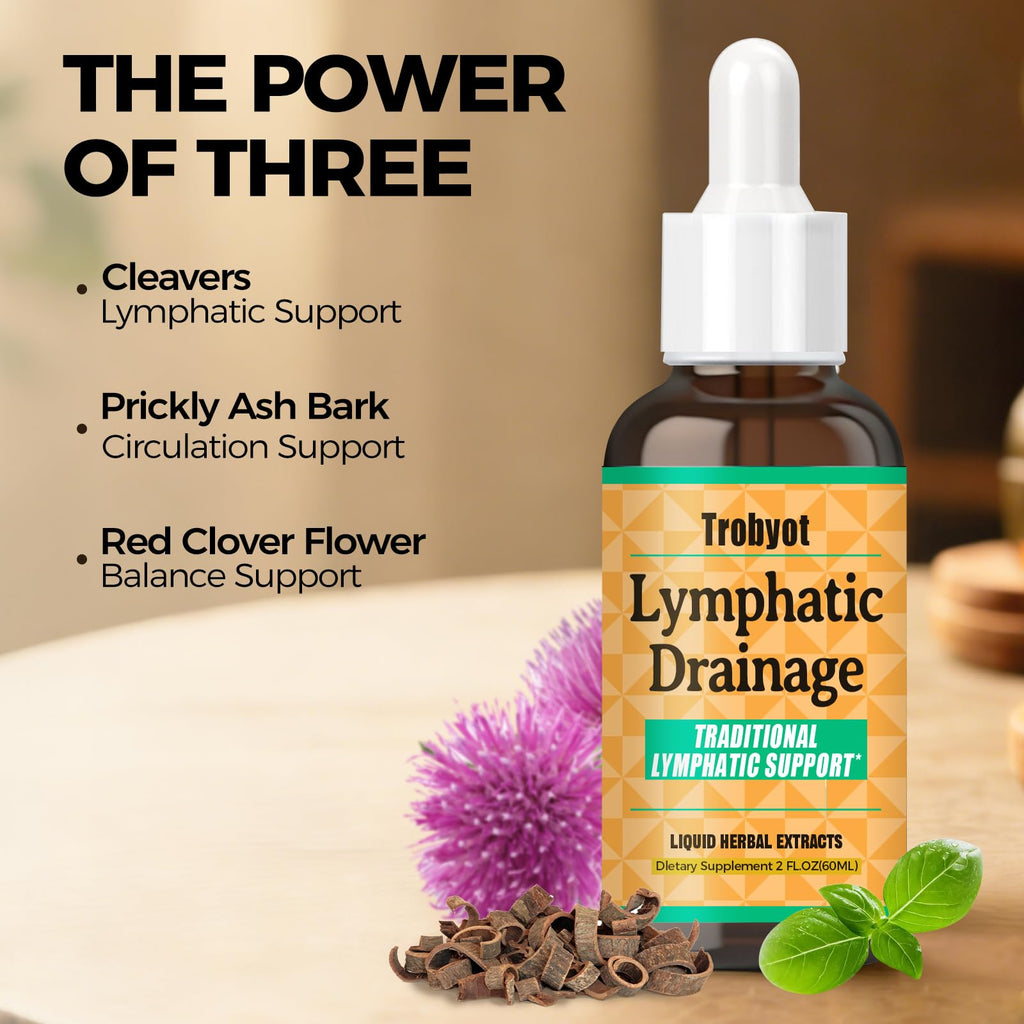 Trobyot Lymphatic Drainage Drops - Features Cleavers (Lymphatic), Prickly Ash Bark (Circulation), Red Clover Flower (Balance) - Immune Support Formula,2fl oz Trobyot buy supplements Au