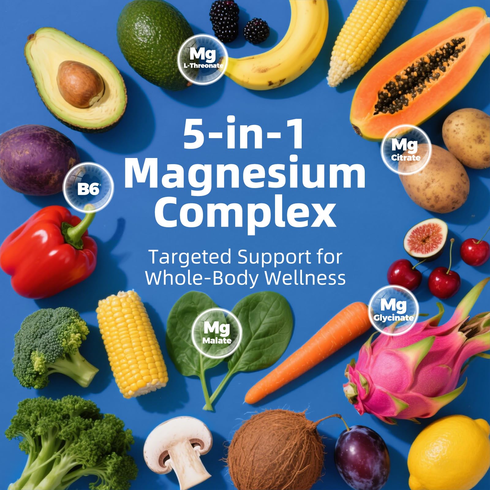 5 in 1 Magnesium Complex, 976mg Complex with Magnesium Glycinate, Citrate, Malate & L-Threonate, Vitamin B6 for High Absorption, Third Party Tested, Gluten-Free, Easy-Swallow Vegan Capsule PeakVigor buy supplements Au