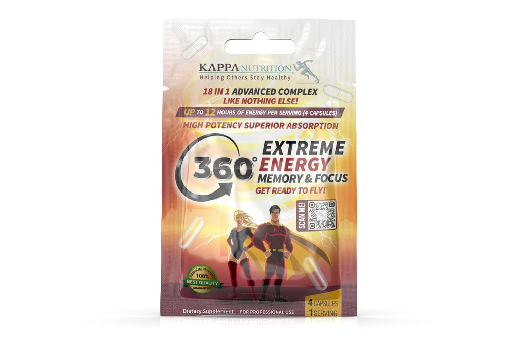 360 Extreme Energy, Memory & Focus (1 Display 20 Sachets (4 Capsules ea) KAPPA NUTRITIONBuy Supplements Australia