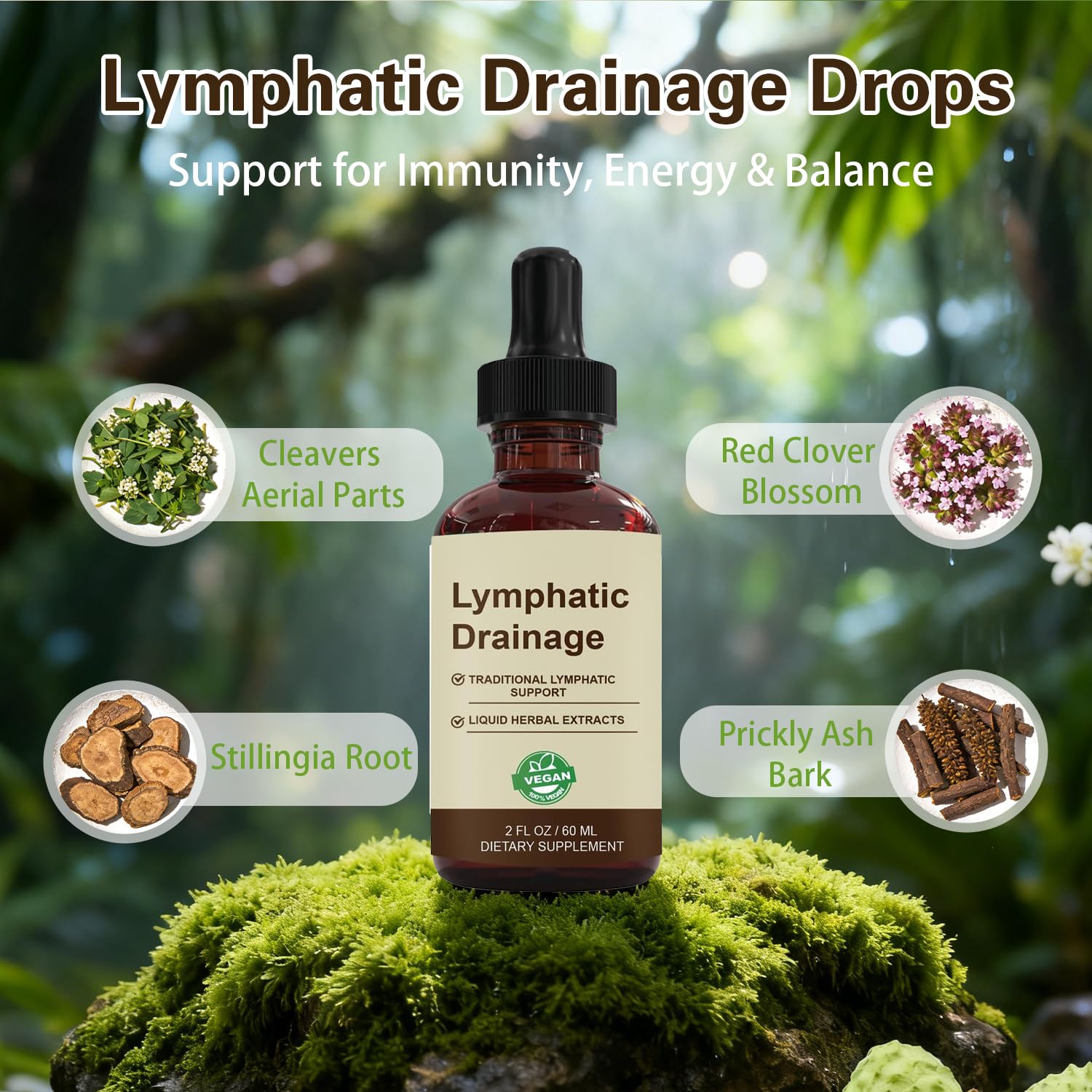 QYGCHUSIN Lymphatic Drainage Drops 2000mg Herbal Blend with Elderberry Echinacea Dandelion Supports Lymphatic System Immune Health 2 fl oz QYGCHUSIN buy supplements Au