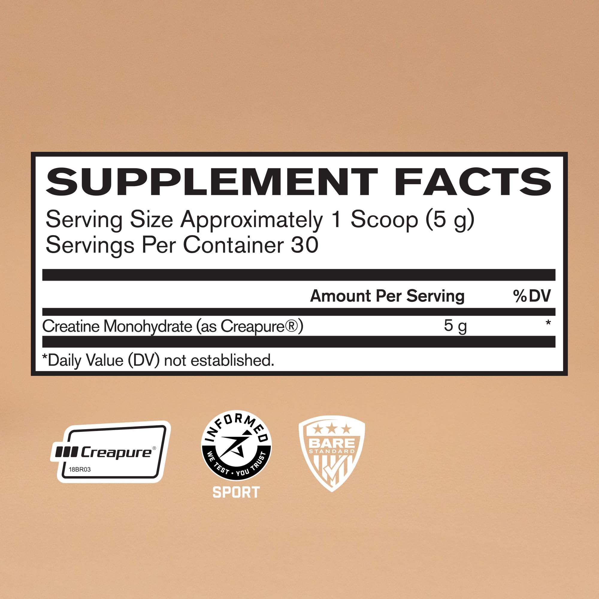 BARE PERFORMANCE NUTRITION, BPN Pure Creatine Monohydrate Powder by Creapure, 5g of Creatine per Serving, Supports Muscle Growth