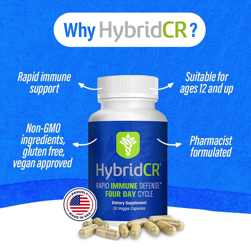 HybridCR Rapid Immunity Supplement | Zinc, Echinacea, Andrographis, Ginseng, Selenium, Gluten-Free & Non-GMO | 5-in-1 Immune Support Supplement | Pharmacist Formulated 1 Month Supply (30 Veggie Caps) Hybrid Remedies buy supplements Au