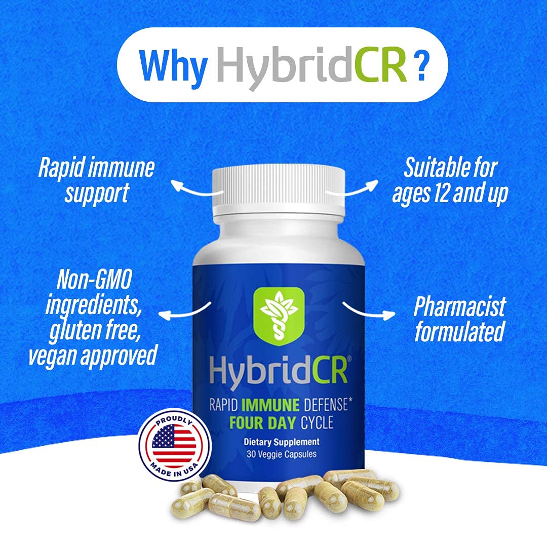 HybridCR Rapid Immunity Supplement | Zinc, Echinacea, Andrographis, Ginseng, Selenium, Gluten-Free & Non-GMO | 5-in-1 Immune Support Supplement | Pharmacist Formulated 1 Month Supply (30 Veggie Caps) Hybrid Remedies buy supplements Au