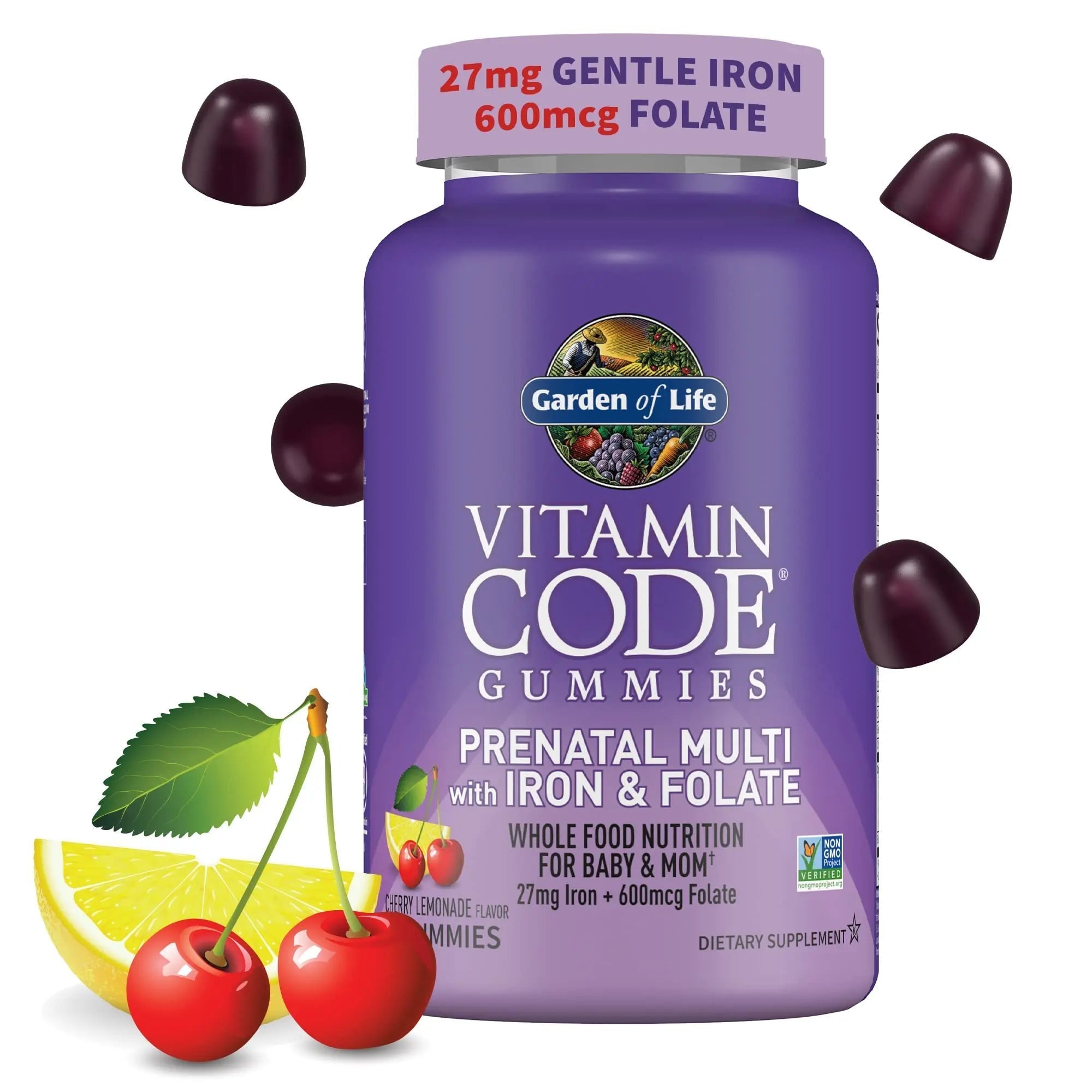 Essential Prenatal Gummy Vitamins for Women with Iron: Folate, Biotin, D3 & B12 + Probiotics for Digestion, Vitamin Code Multivitamin Garden of Life