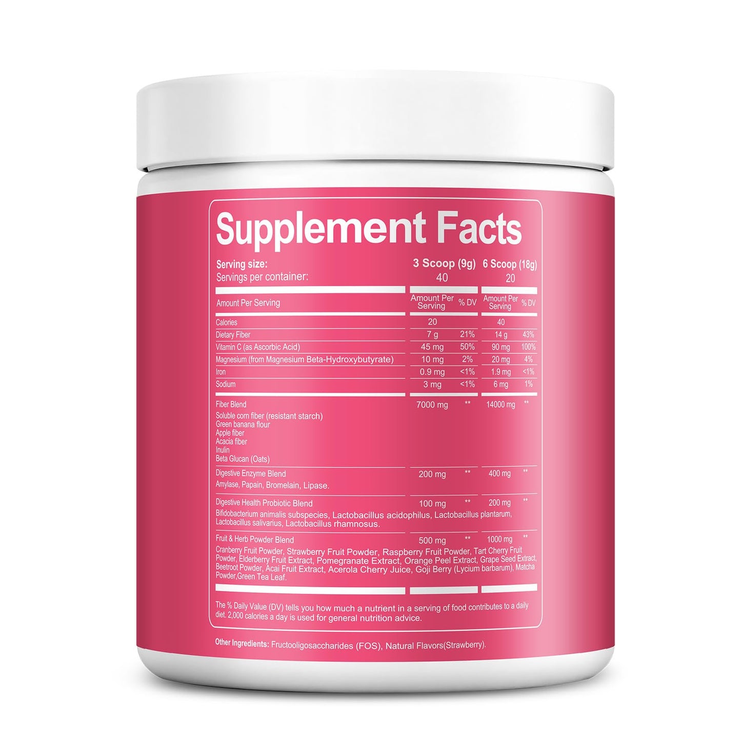 Migcopat Superfood Fiber Powder with Probiotics, Prebiotics, Digestive Enzymes, Vitamin C, Inulin, Magnesium, 14G Fiber Supplement for Digestive Support & Skin Health