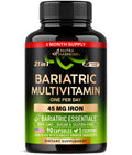 Bariatric Multivitamin - 45 mg Iron Supplements - Made in USA - for Women & Men - All-in-One, 21 Essential Vitamins - Gastric Sleeve Support