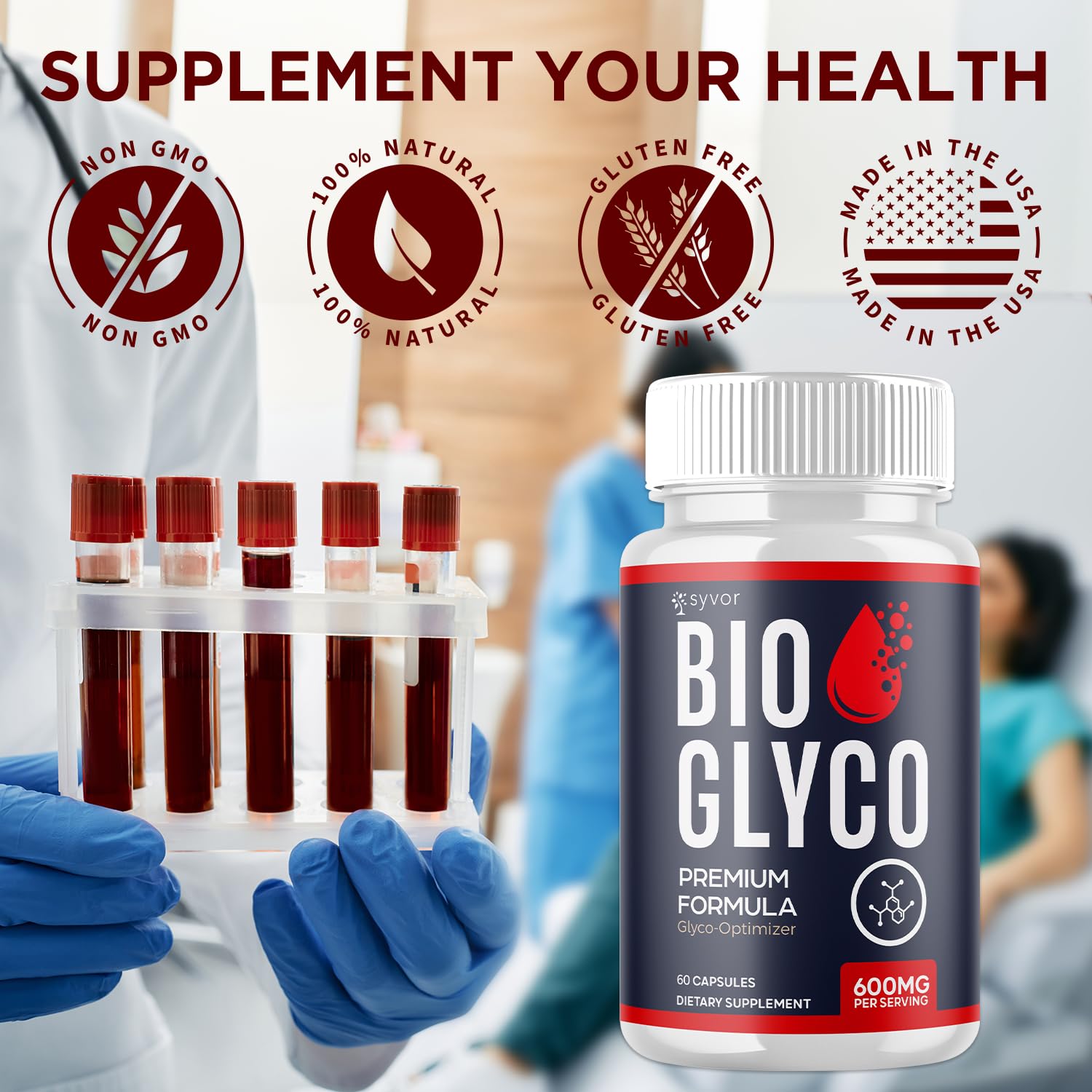 (2 Pack) Bio Glyco Capsules, Official BioGlyco Blood Health Support Pills with All Natural Ingredients, Advanced Blood Optimizer with Maximum Strength Premium Vitamins for Women & Men (120 Capsules) Syvor buy supplements Au