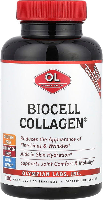 Olympian Labs Biocell Collagen II 1500mg Supplement Capsules Non-GMO, Gluten-Free, Allergan-Free - Supports Skin & Joint Health and Cartilage Producing Cells