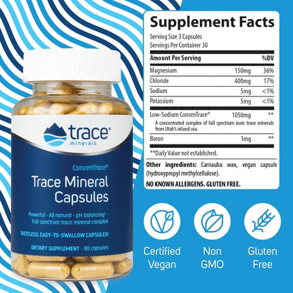 Trace Minerals ConcenTrace Trace Mineral Capsules - ConcenTrace Capsules for Overall Health - Bone Strength, Muscle Recovery & Energy Support