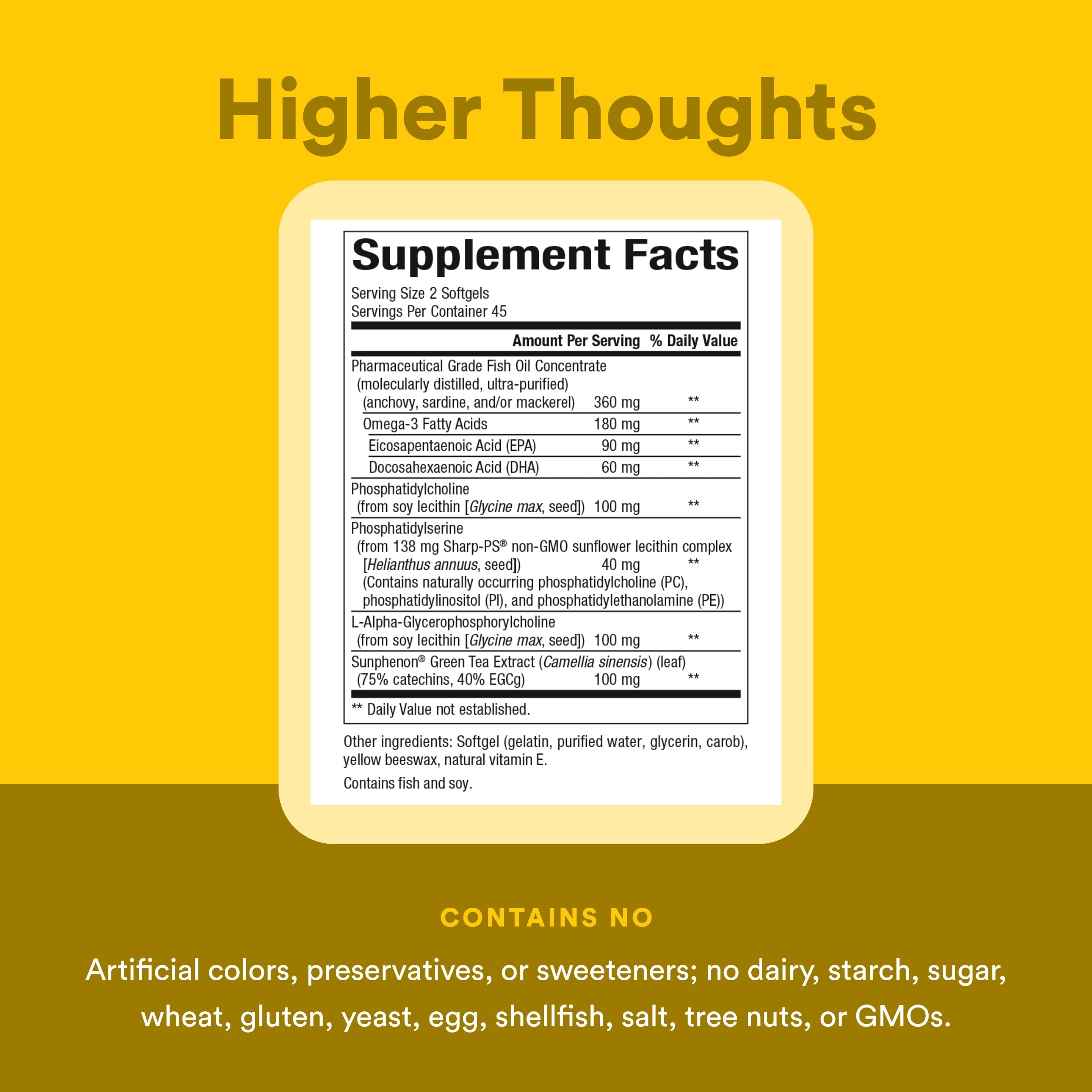 Natural Factors Higher Thoughts - Supports Cognitive & Cardiovascular Health* - Fish Oil, Fatty Acids, EPA, DHA & More - 90 Softgels Natural FactorsBuy Supplements Australia
