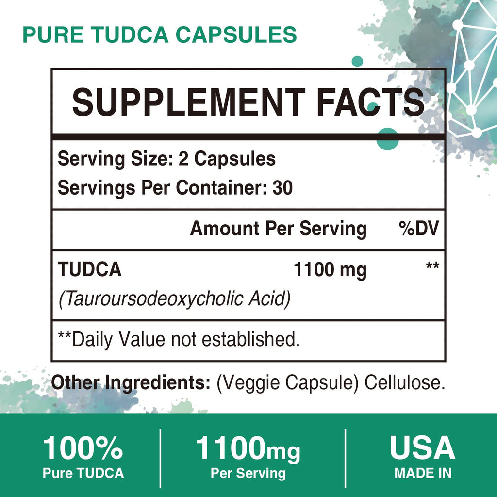 Sambugra TUDCA Liver Supplements 1100mg, 3rd Party Tested Ultra Strength Bile Salt TUDCA Supplement, Liver Support for Detox