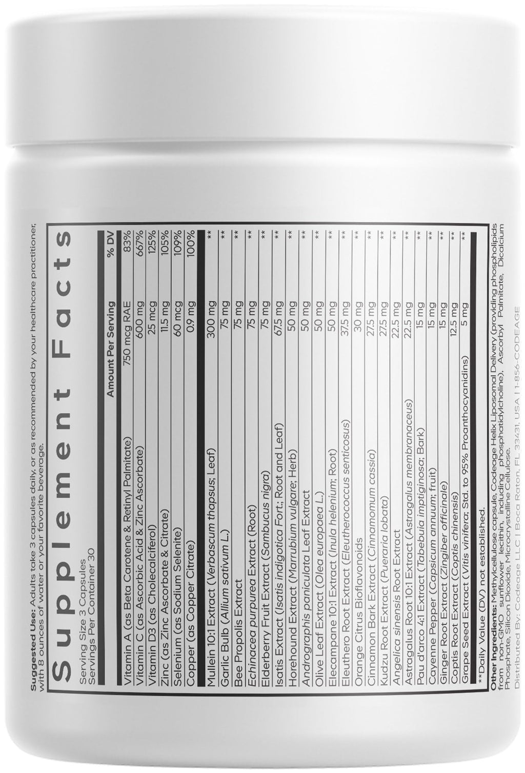 Codeage Liposomal Mullein Ultra Supplement - Mullein 10:1 Extract, Elderberry, Bee Propolis, Echinacea, Ginger Root, Andrographis, Kudzu, Vitamins, Elecampane, Eleuthero, Isatis, Non-GMO - 90 Capsules CodeageBuy Supplements Australia