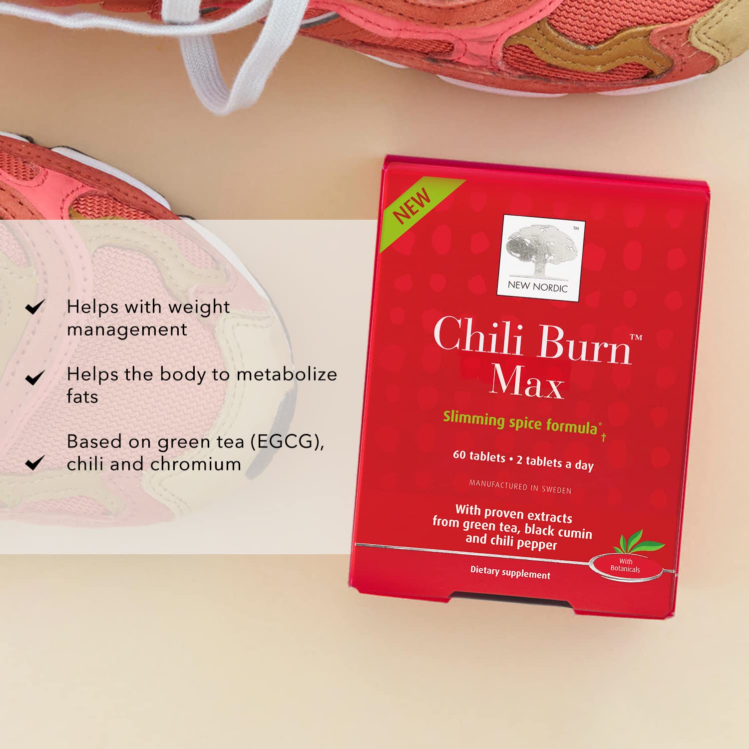 New Nordic Chili Burn Max, Natural Slimming & Weight Loss Formula Supplement, 60 Count (Pack of 1) NEW NORDICBuy Supplements Australia