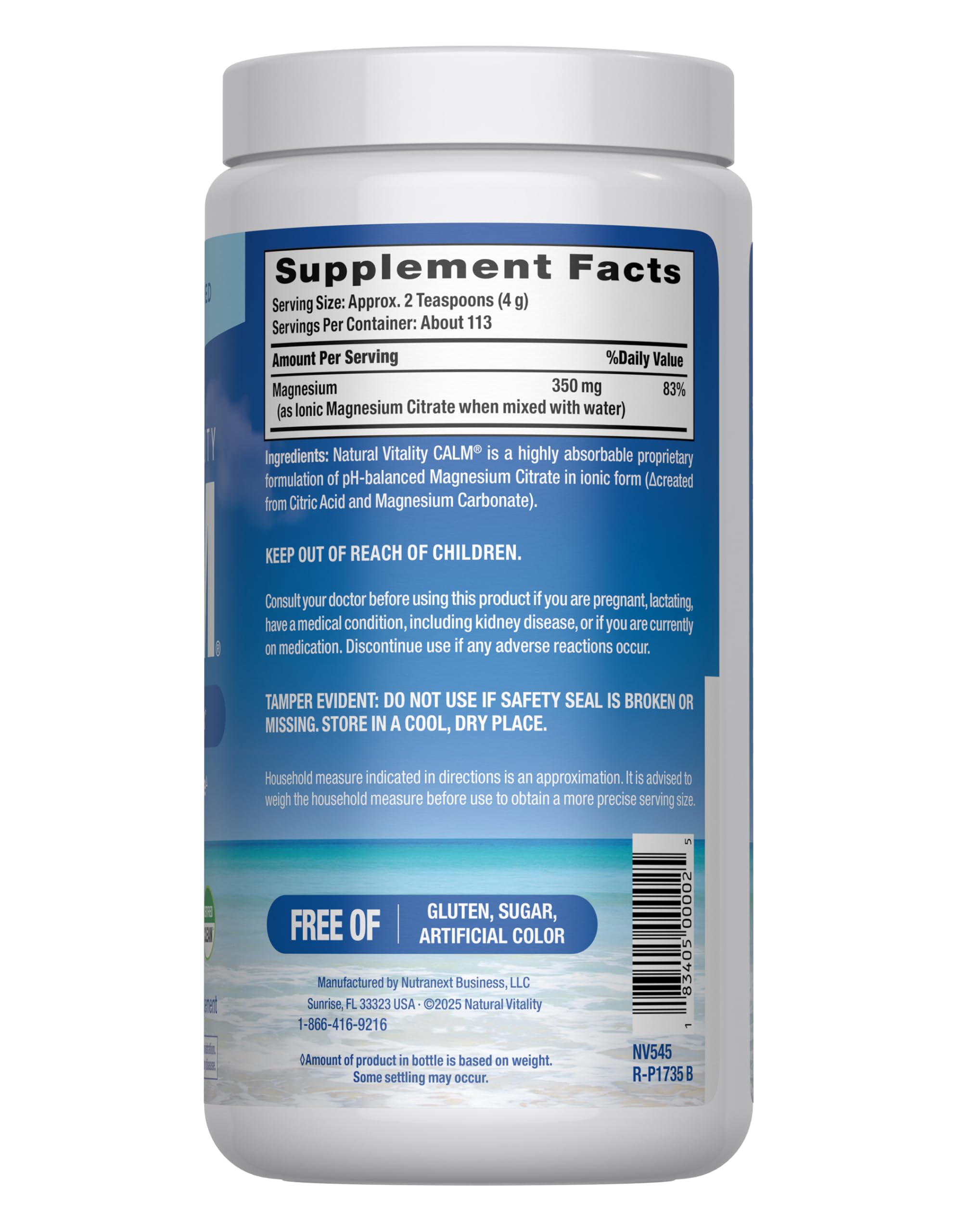 Natural Vitality Calm, Magnesium Supplement, Anti-Stress Drink Mix Powder, Gluten Free, Vegan, & Non-GMO, Original Unflavored, 16 oz Natural VitalityBuy Supplements Australia