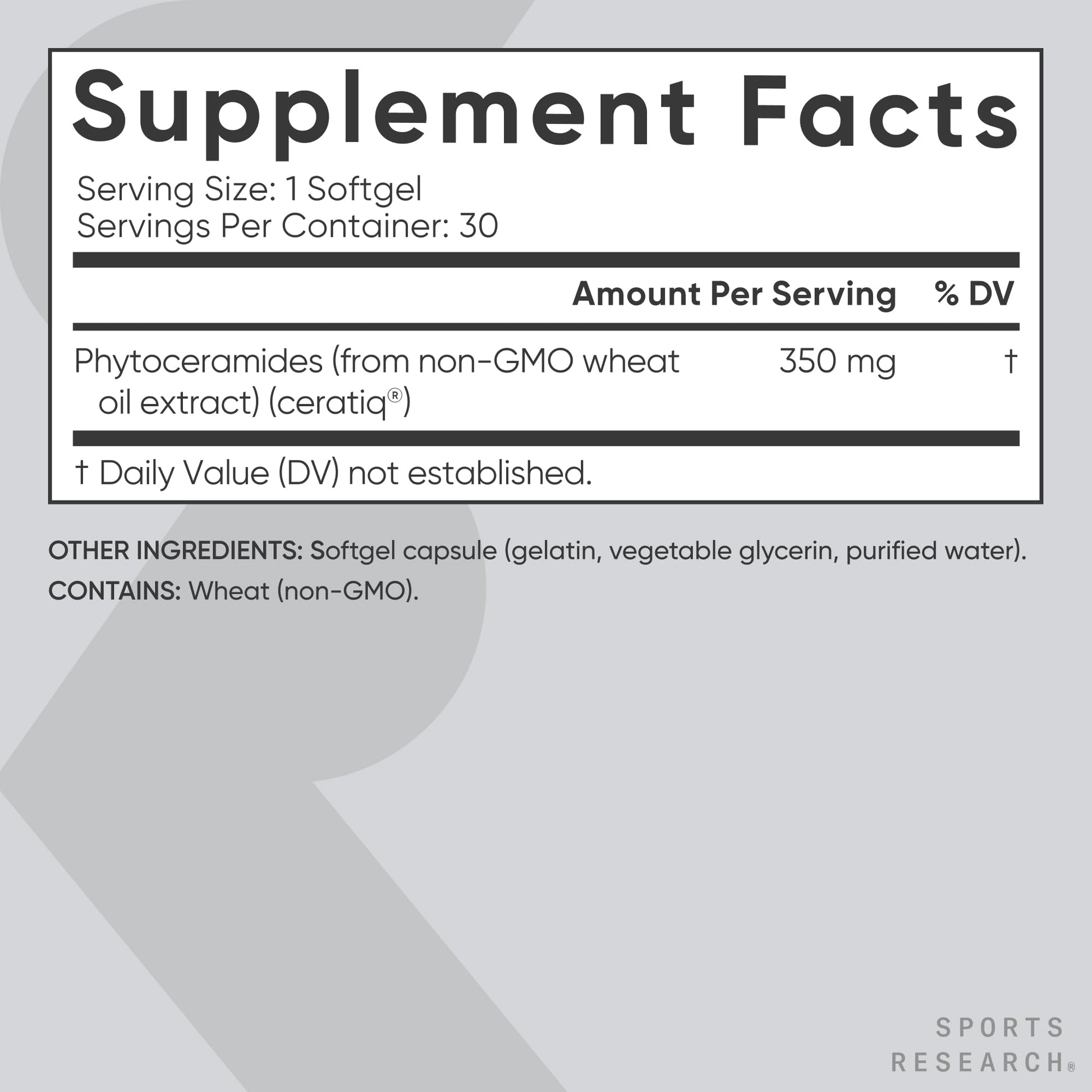 Sports Research® Phytoceramides 350mg per softgel - Plant Derived Ceramides for Healthy Skin and Hydration - Non GMO with No Fillers or Synthetic Vitamins - 30 Liquid softgels Sports Research buy supplements Au