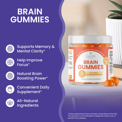Calm by Wellness Lion’s Mane Gummies for Adults – Vegan Mushroom Gummies with Lion’s Mane & Cordyceps for Brain Support, Memory & Focus, Immune Boost – Citrus Flavor, 30 Count Calm by Wellness buy supplements Au