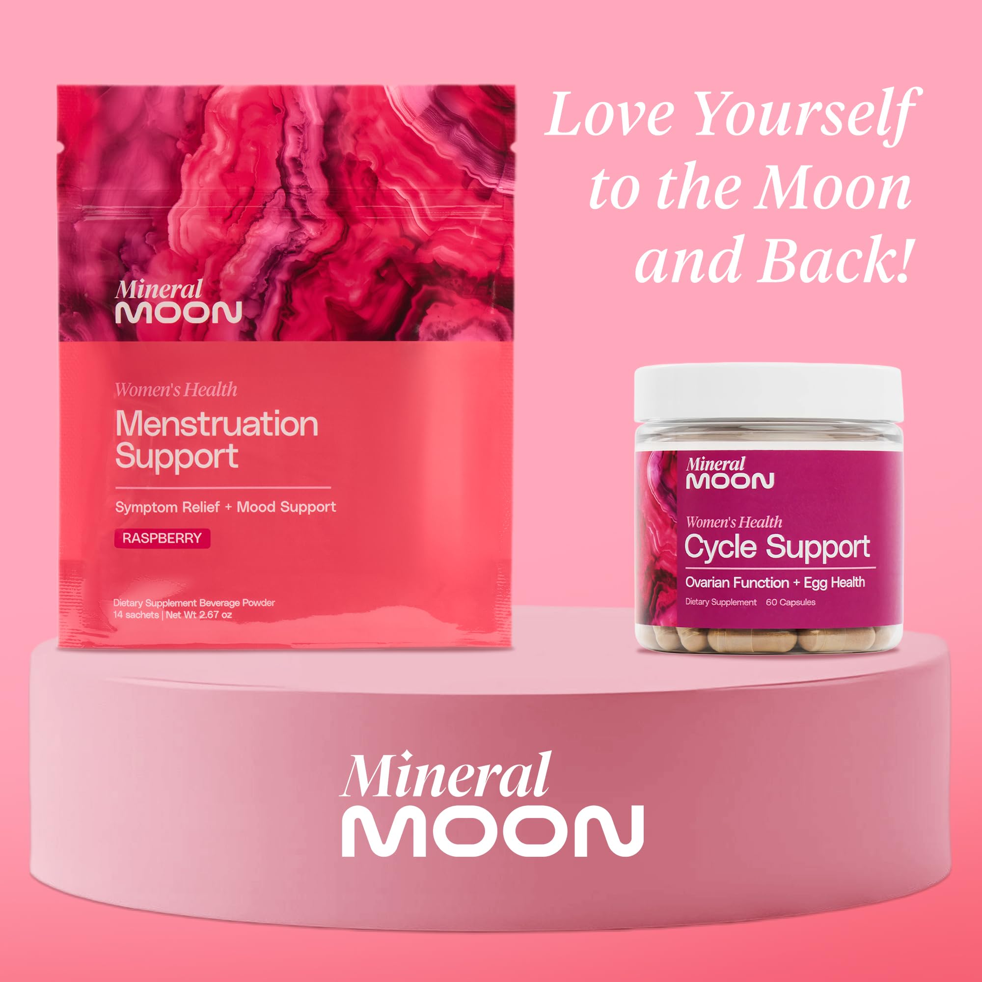 Mineral Moon Hormonal Support Bundle - Menstrual Supplement + Cycle Support - Aid Ovulation, Hormonal Balance & PMS Support - Reduce Period Cramps & Fatigue - Antioxidant Ovarian Support Vitamins Mineral Moon buy supplements Au