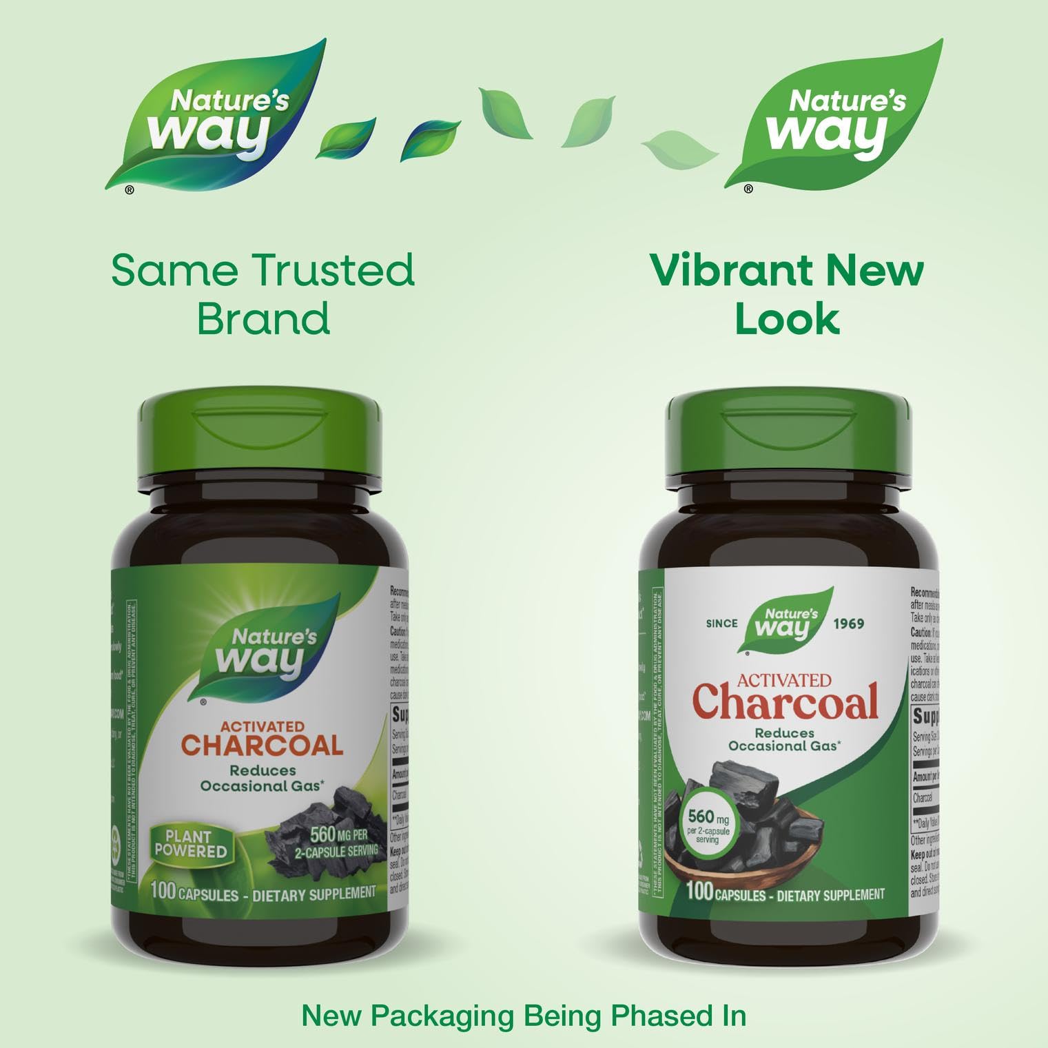 Nature's Way Activated Charcoal, Binds Unwanted Materials and Gas in the Digestive Tract*, 560 mg per 2-Capsule Serving,