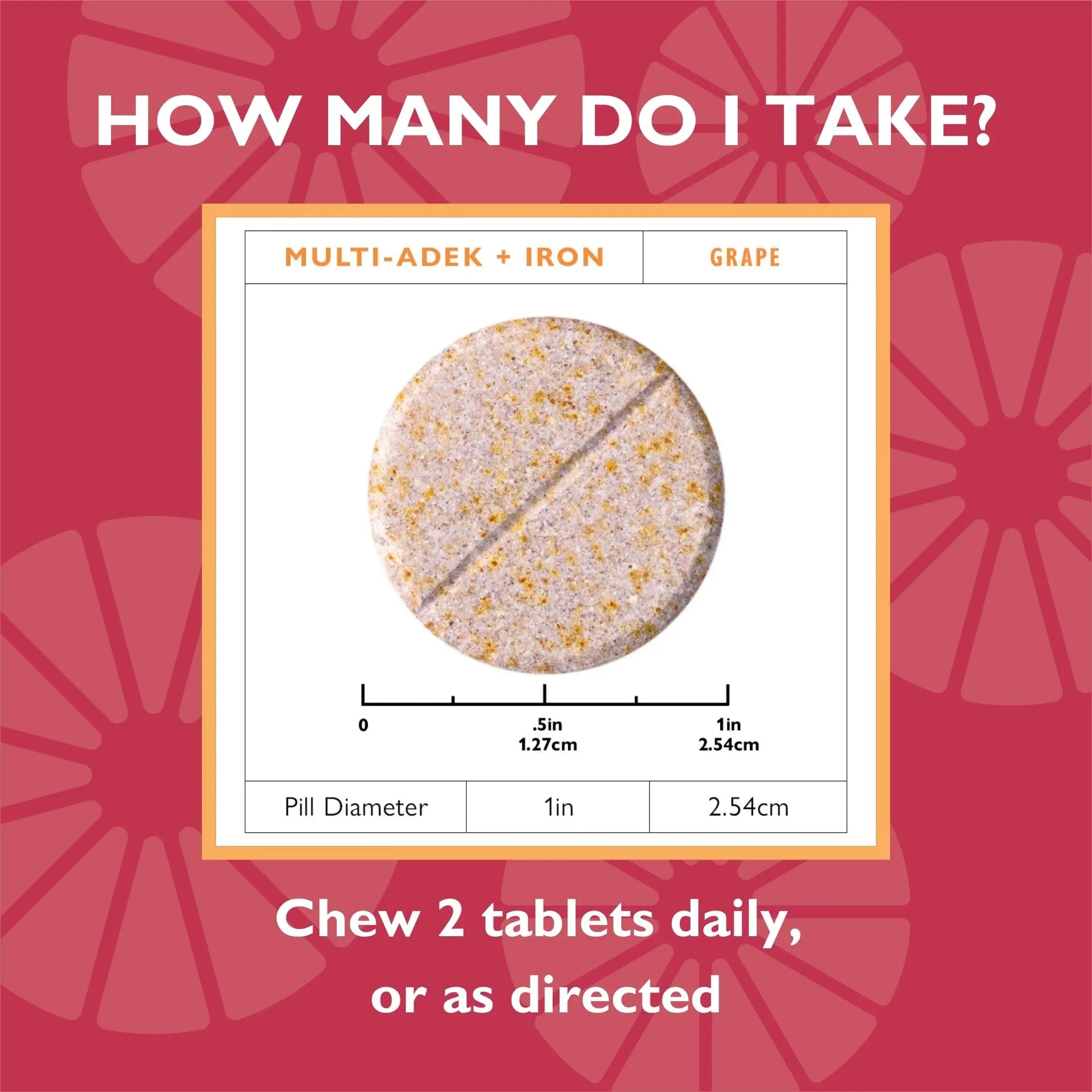 Celebrate Vitamins Multi ADEK Chewables, 60mg Iron - Daily Bariatric Multivitamin, Vitamins A, D, E, K & B12 for Duodenal Switch Surgery Patients Celebrate Bariatric Supplements