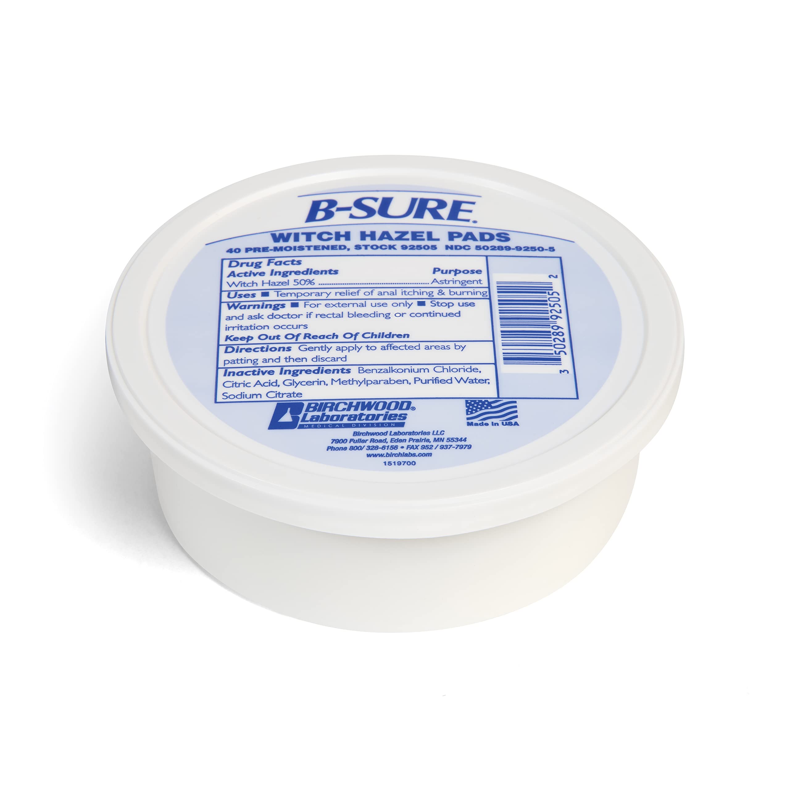 B-Sure Pre-Moistened Witch Hazel Pads, 40 Count B-SureBuy Supplements Australia
